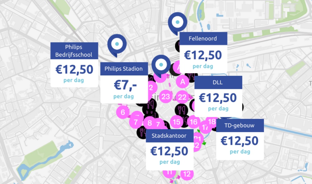 GLOW Eindhoven parkeerlocaties
